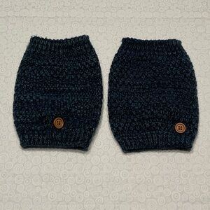 Dark Blue Knit Boot Cuffs with Button Detail